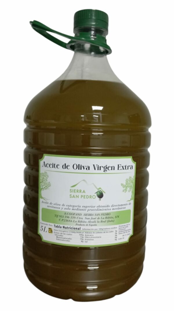 Garrafa 5 Litros Aceite de Oliva Virgen Extra Sierra de San Pedro (Caja de 3 unidades)